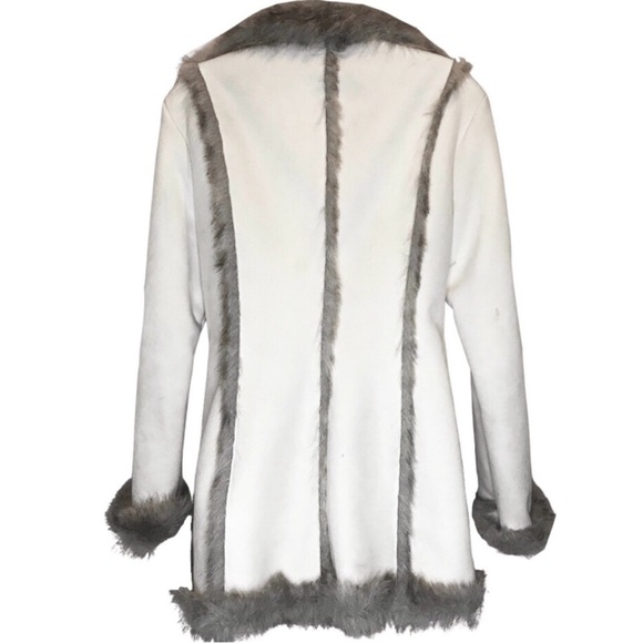 BEBE suede and faux fur trimmed belted Jacket SZ M - Picture 2 of 16